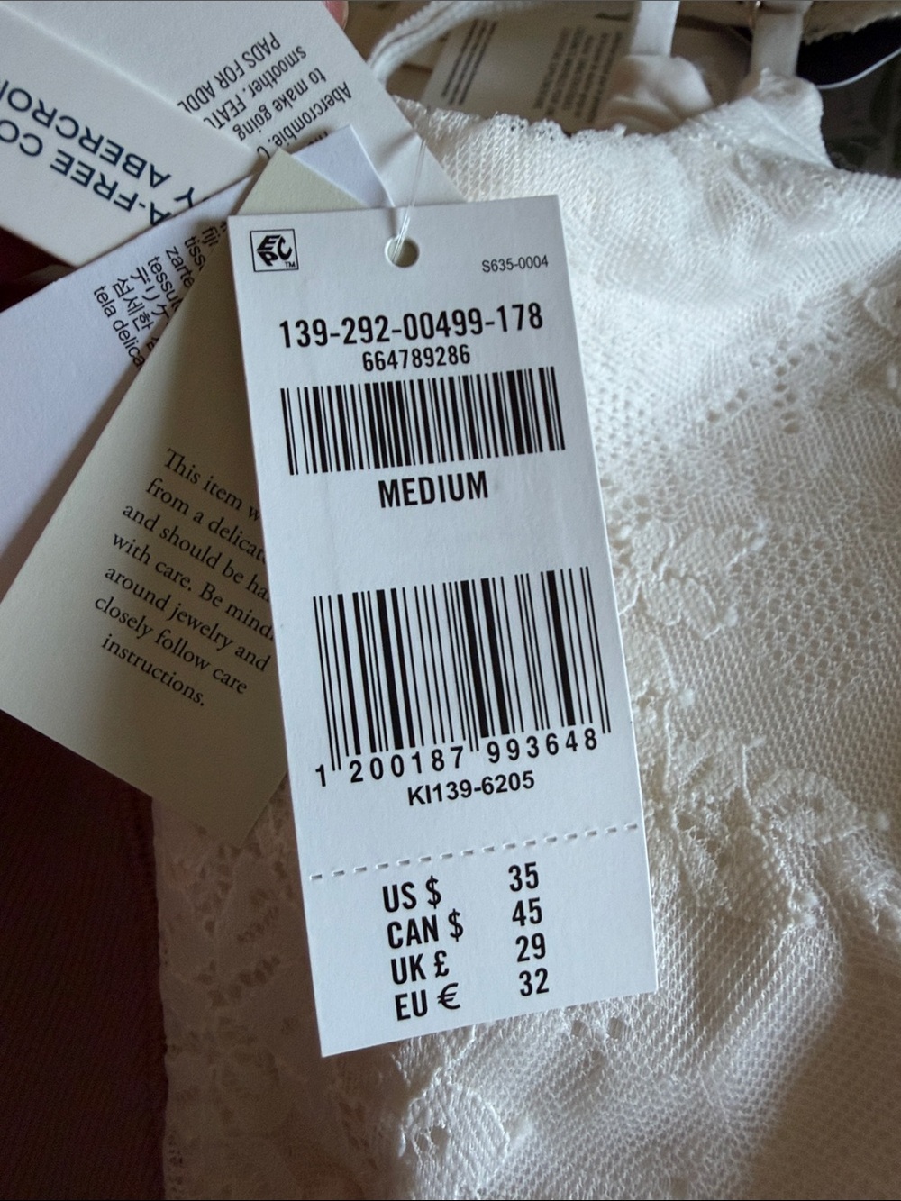NWT Abercrombie & Fitch bra-free 90s Lace-Cami - Picture 5 of 5